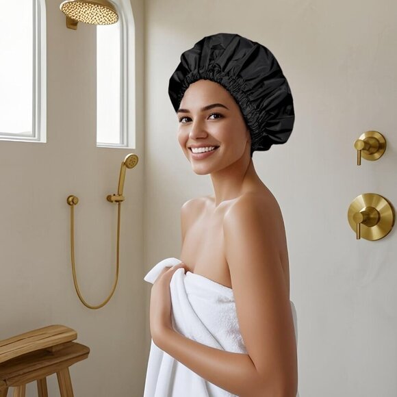 Reusable Women Shower Cap Waterproof Large Elastic Bath Hair Hat